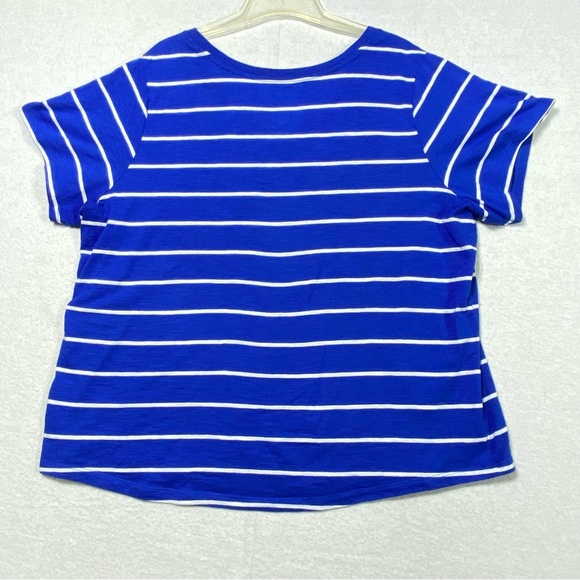 Sonoma Everyday Tee Women's 1X Blue White Striped Short Sleeve V Neck Casual Top - Picture 5 of 9